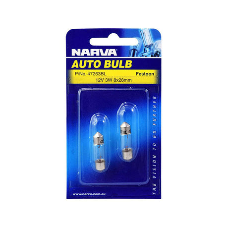Narva 12V 3W 8x28 Fest Bl 2x Pack