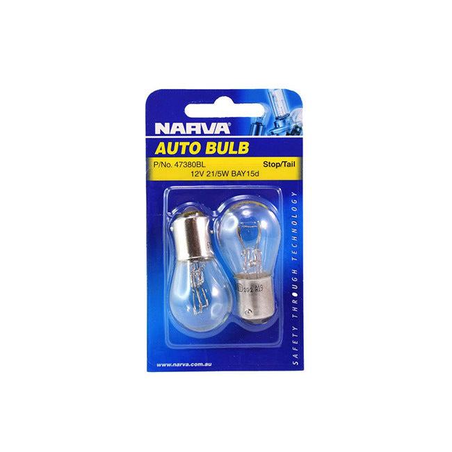 Narva 12V 21/5W Bay15D Bulb Bl 2x Pack