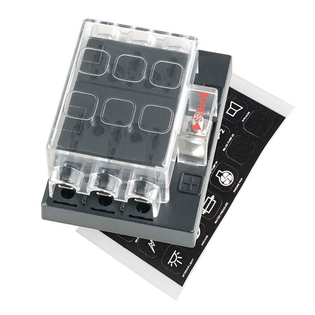 Narva 54431 Fuse Block Holder Box Caravan Marine Dual Battery Volt 6 Way 25 Amp