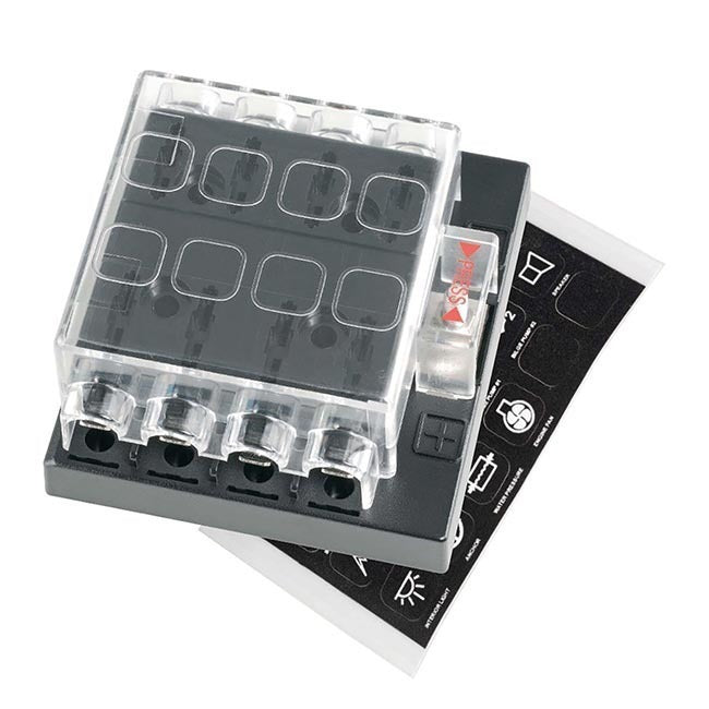Narva 54433 Fuse Block Holder Box Caravan Marine Dual Battery Volt 8 Way 25 Amp