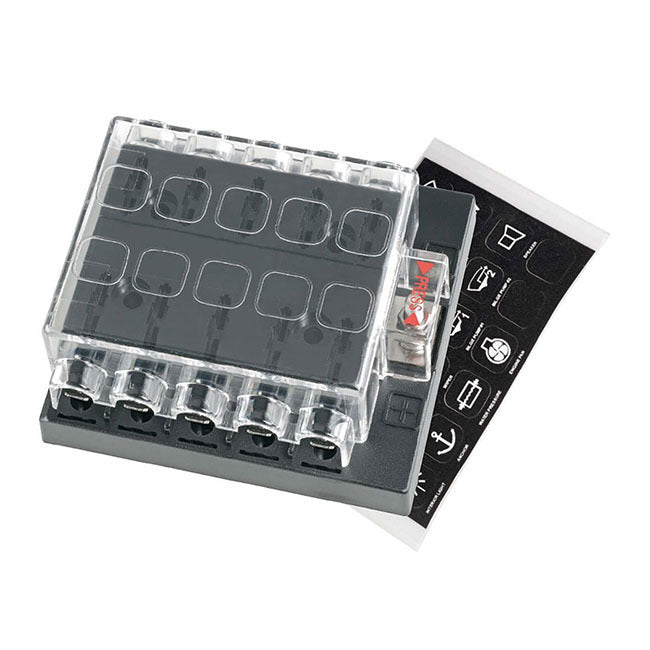 Narva 54435 Fuse Block Holder Box Caravan Marine Dual Battery Volt 10 Way 25 Amp