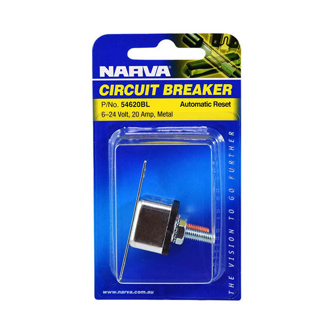 Narva 20A C/Breaker Auto Reset 90'Bk