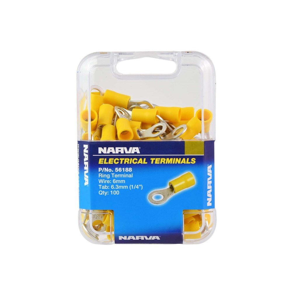 Narva 6.3mm Ring Terminal Yellow (100 Pack) 56188