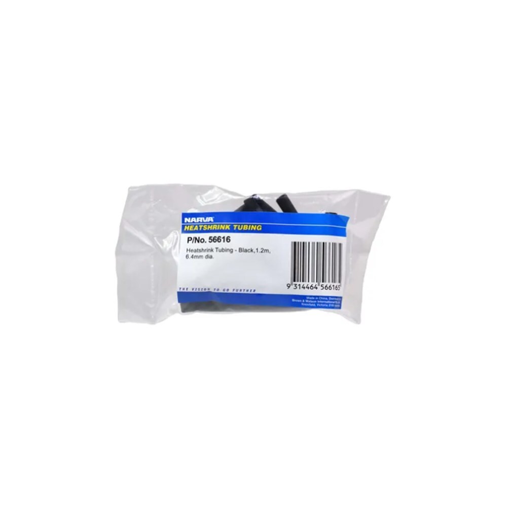Narva 56616 6.4mm x 1.2m Black Heatshrink