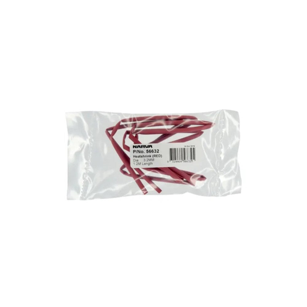 Narva 56632 3.2mm x 1.2m Red Heatshrink