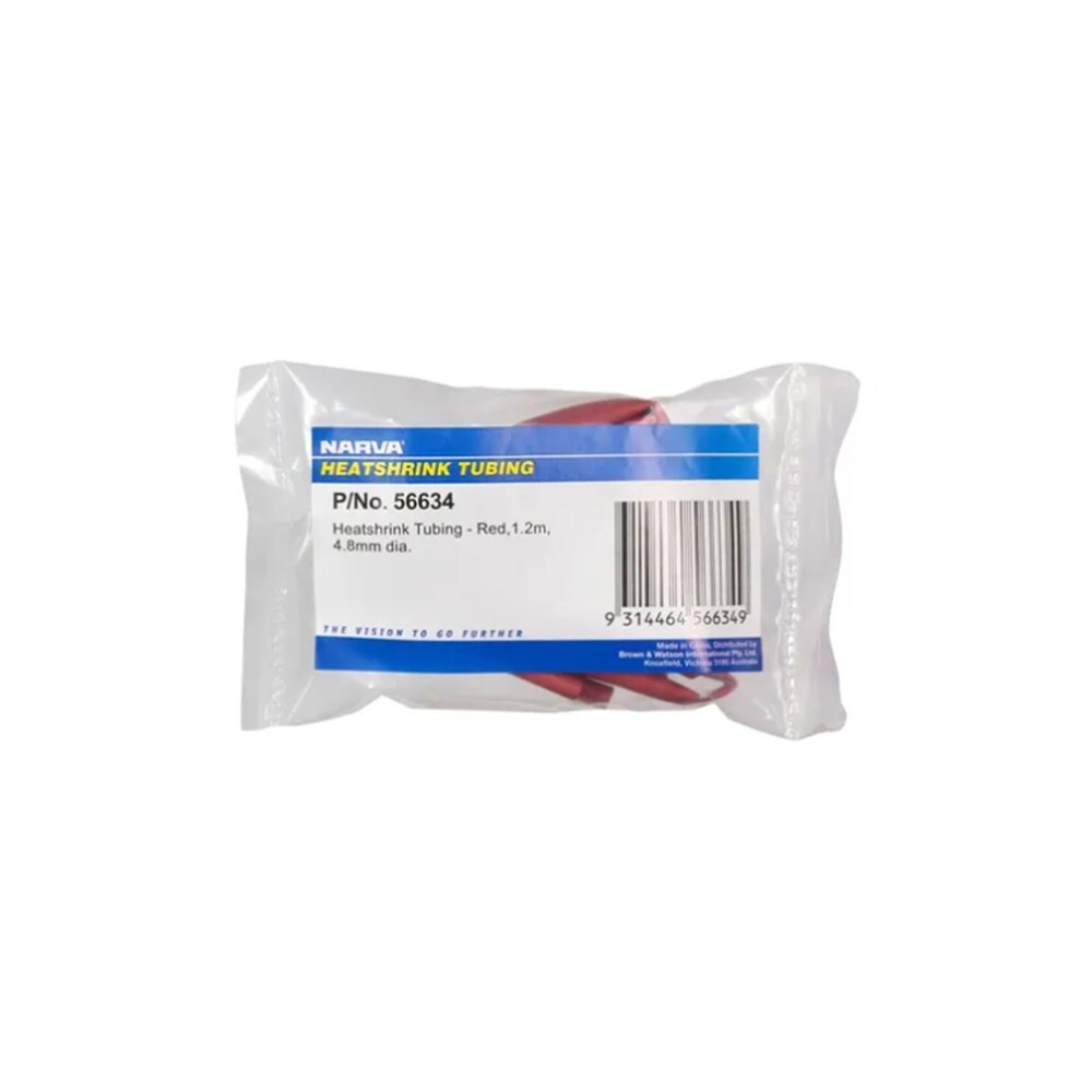 Narva 56634 4.8mm x 1.2m Red Heatshrink