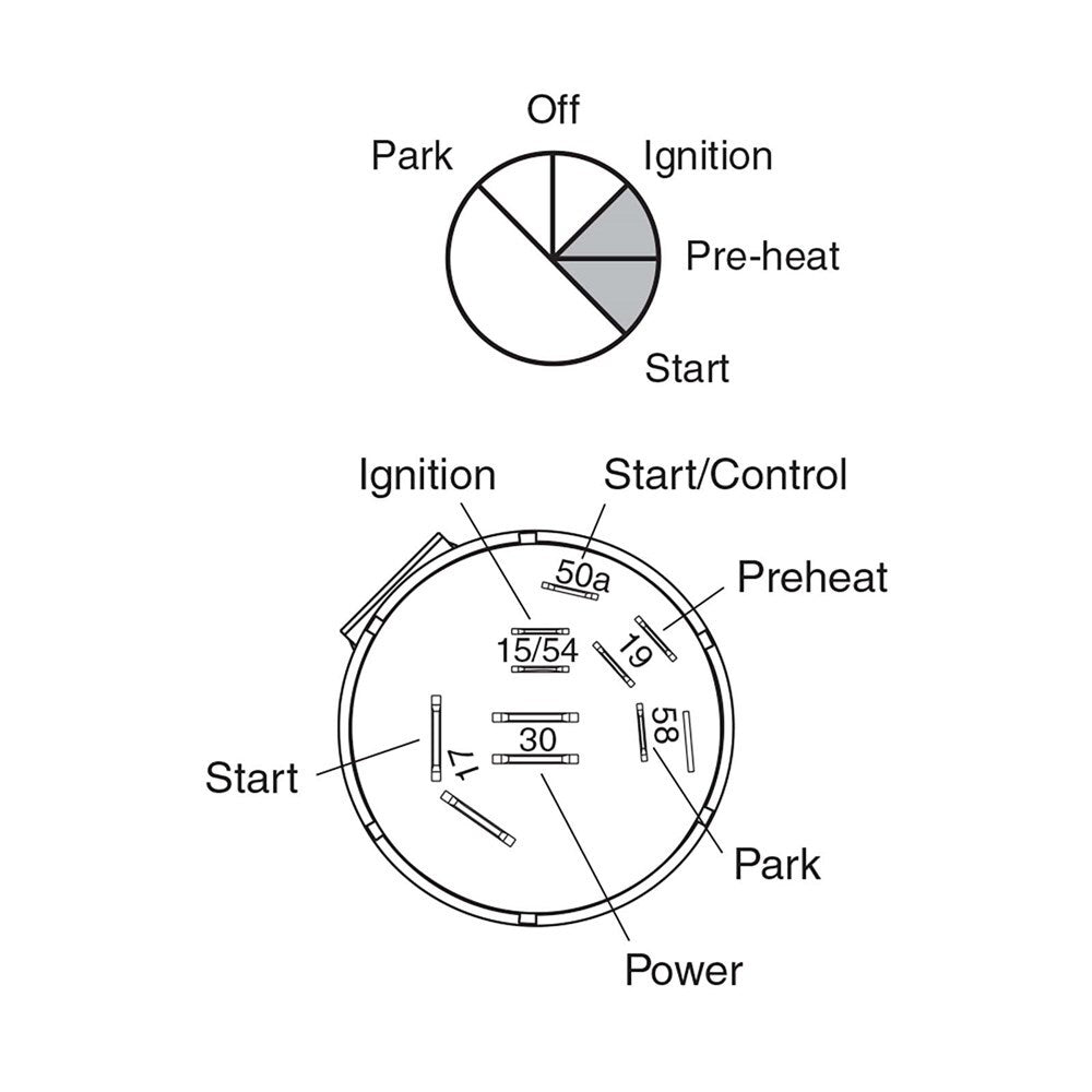 Narva 64032 5 Position Diesel Ignition Switch With Pre-Heat Function