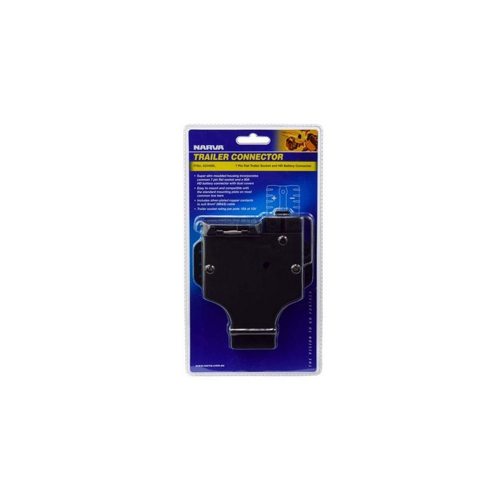 Narva 7 Pin Flat Trailer Socket with Heavy Duty Connector