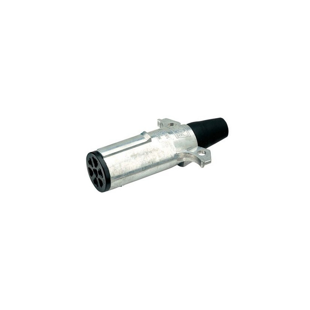 Narva 7 Pin Heavy-Duty Round Metal Trailer Plug with Internal Weatherbeater Seal & Rubber Boot