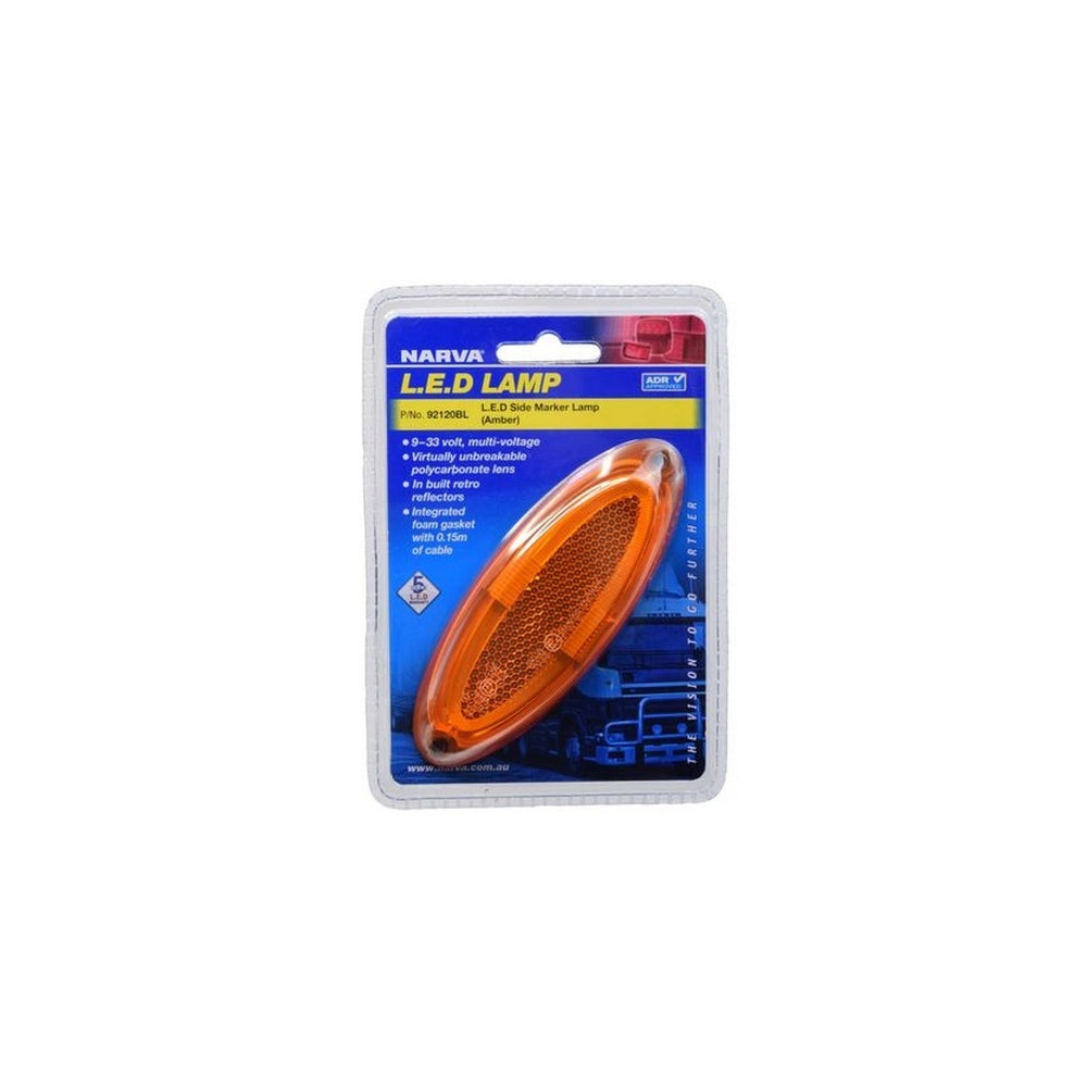 Narva 9-33V Model 21 LED Side Marker Amber Light Pipe Blister Pack Of 1