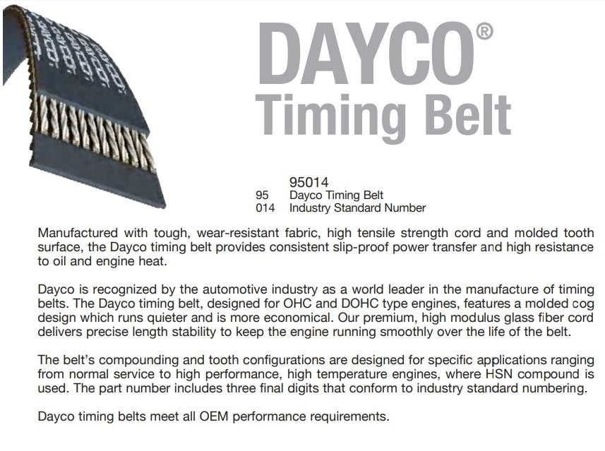 Dayco Timing belt Subaru Forester Impreza Legacy Liberty Outback WRX Holden