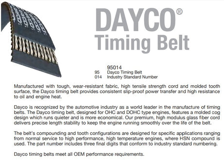 Dayco Timing belt Seat Ibiza Sep 1998-1999 2.0L 16V DOHC MPFI ABF Toledo