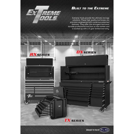 ProKit Dx Series 183cm (72") Matte Black 17 Drawer Roller Cabinet