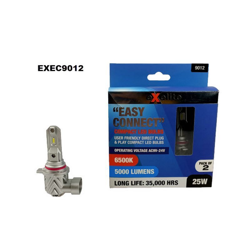 Exelite Easy Connect LED Headlight Bulbs 9012 6500K 360° Beam Angle
