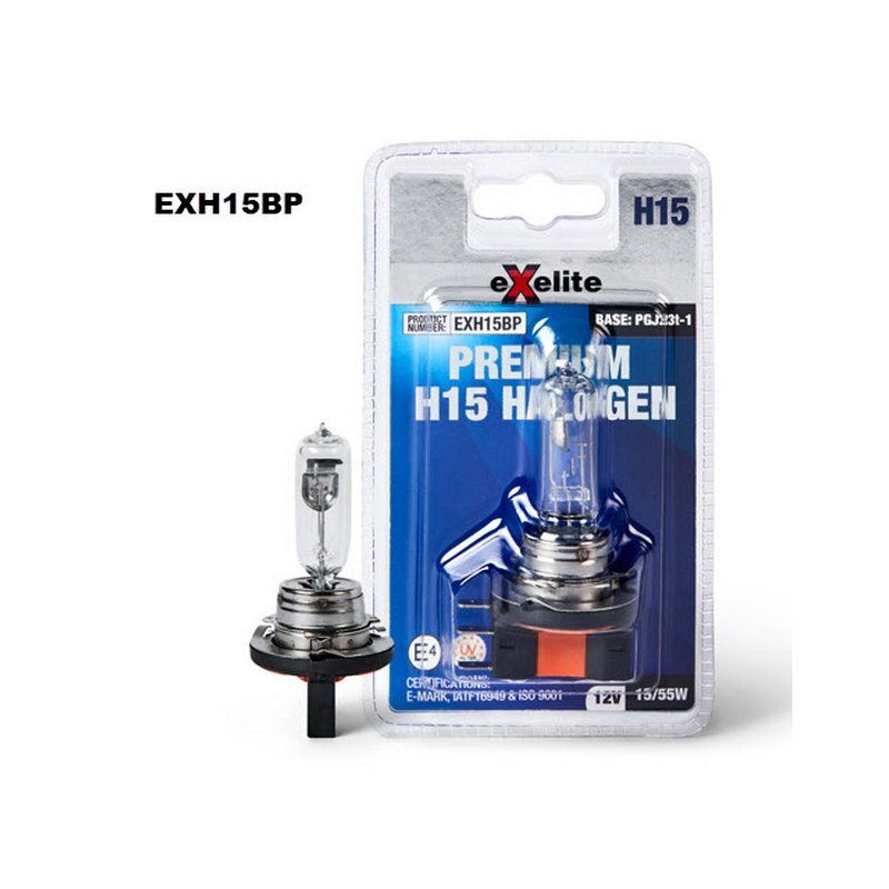 Exelite Halogen Headlight Bulbs H15 12V 15/55W 64176