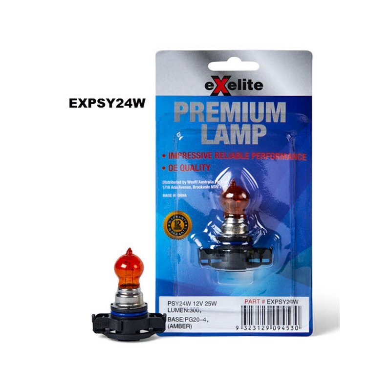 Exelite PSY24W 13.5V 24W Incandescent Globe PG20-4 Amber