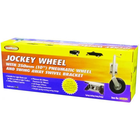 Loadmaster Jockey Wheel 250mm (10") Pneumatic Wheel With Swing Away Bracket