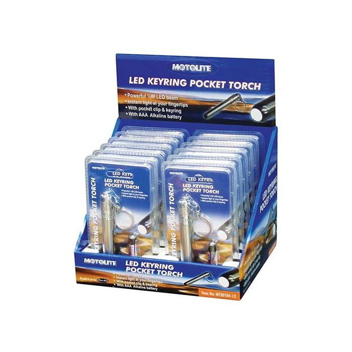 Motolite Torch 0.5W Led Keyring In 12Pc Pos Display