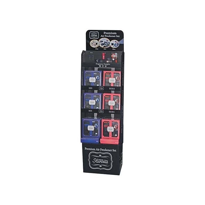 Aire Air Freshener Merchandiser 16 Pack Staroma Gift Pack Merchandiser With 8 x 6Pc For Him 8 x 6Pc For Her Packs