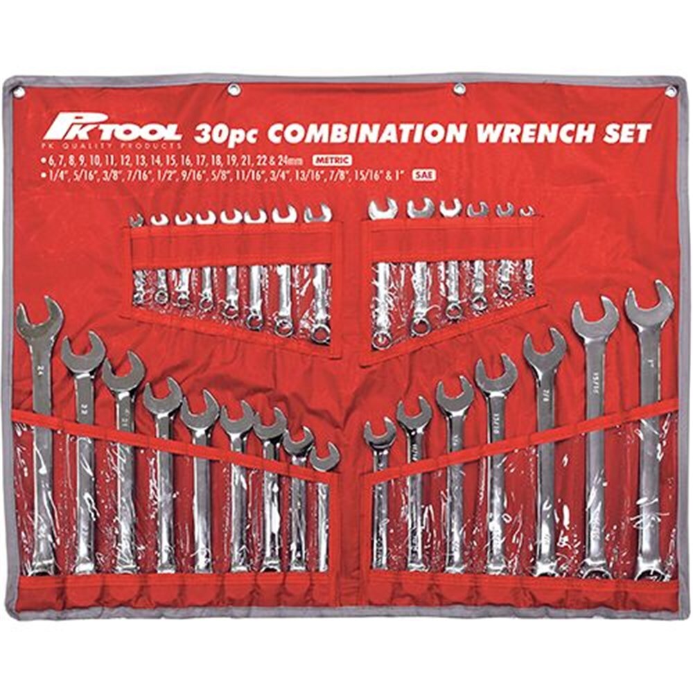 PK Tools 30 Piece Combination Metric and SAE Spanner Set PT10184