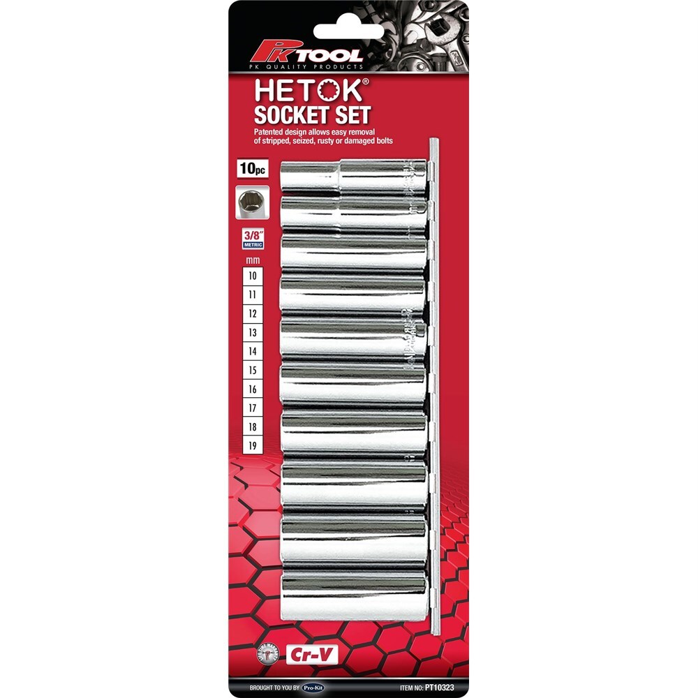 PK Tools Socket Set 10 Piece 3/8" Deep Metric Hetok PT10323