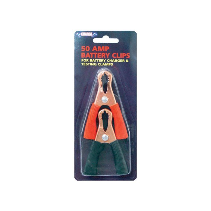 Charge Battery Charging Clamps 2Pc 50Amp Red Blk