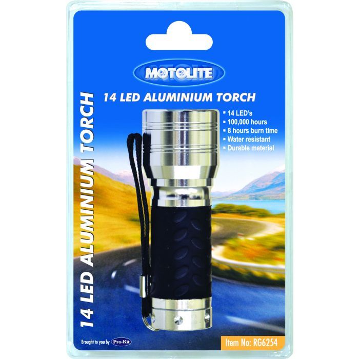 Motolite Torch Alluminium 120mm 14 Led