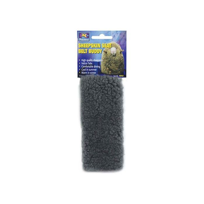 PC Covers Seat Belt Buddies Charcoal Sheep Skin