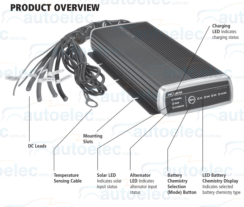 Projecta 12V Volt Dc To Dc 45A Amp Battery Charger Agm Deep Cycle Solar Lv Idc45