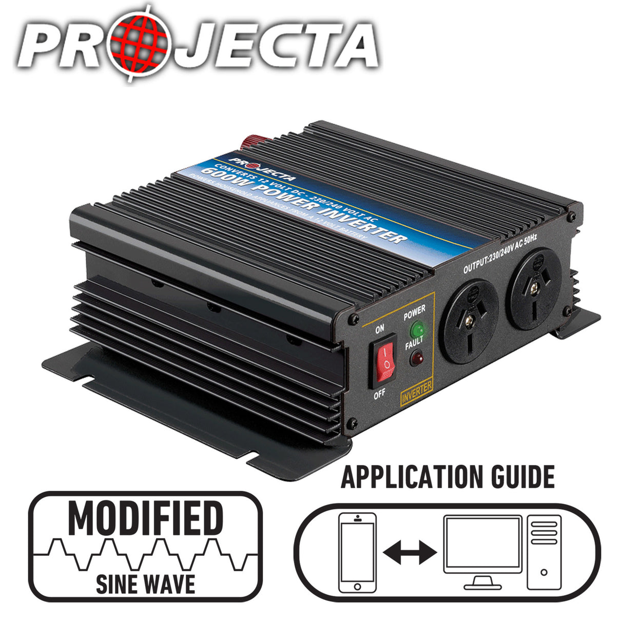Projecta 600W 12V Modified Sine Wave Inverter Lithium Battery