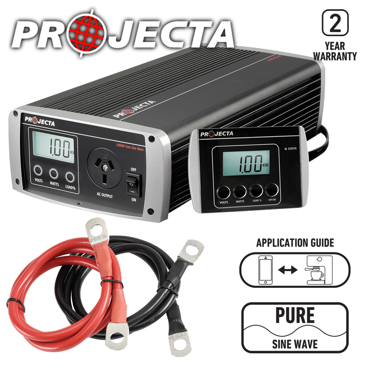 Projecta Pure True Sine Wave Inverter Ip1000 Power 1000W Caravan 12V 12 Volt New