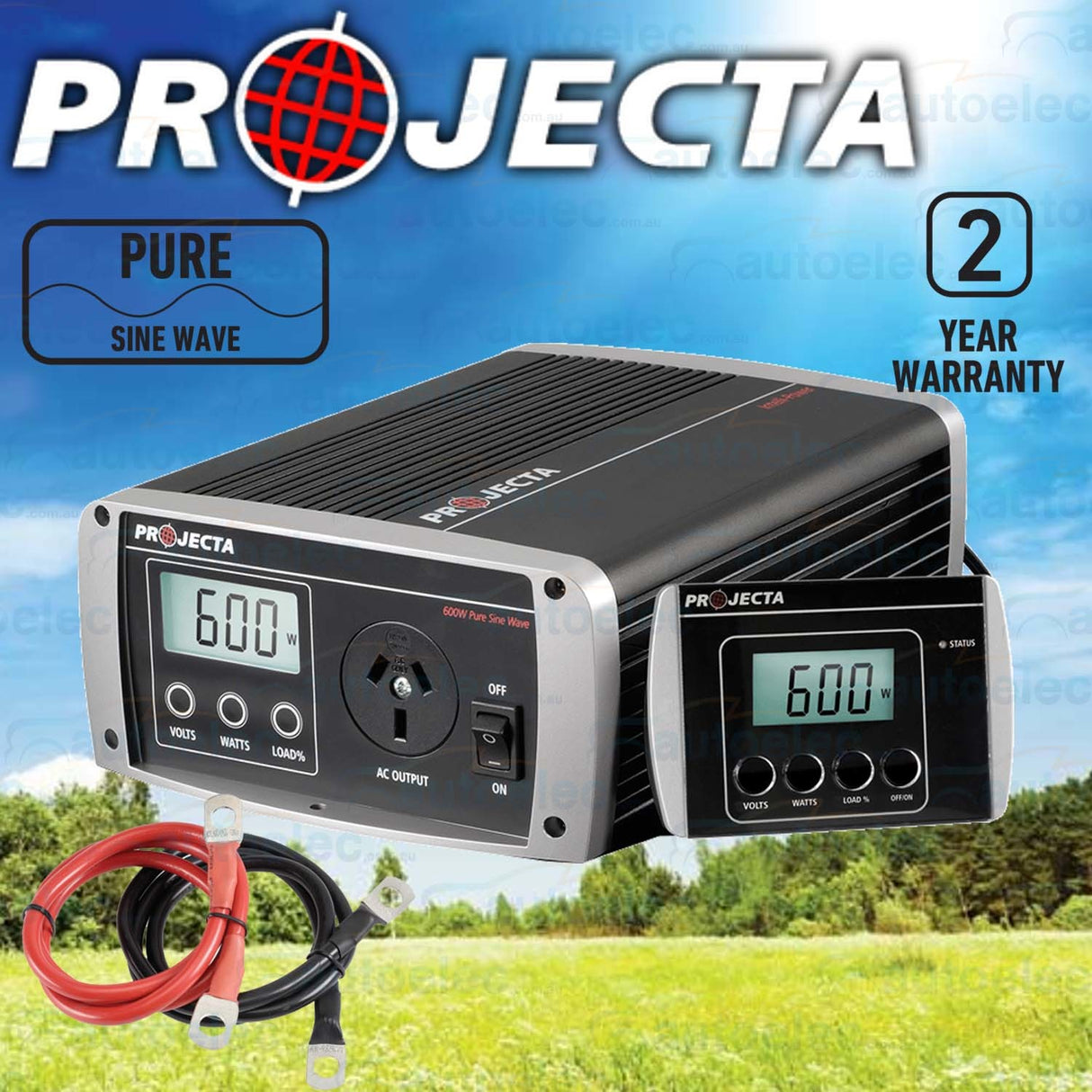 Projecta  Power Inverter Ip600 Pure Sine Wave 600W 12V  12 Volt Car Dc To Ac New