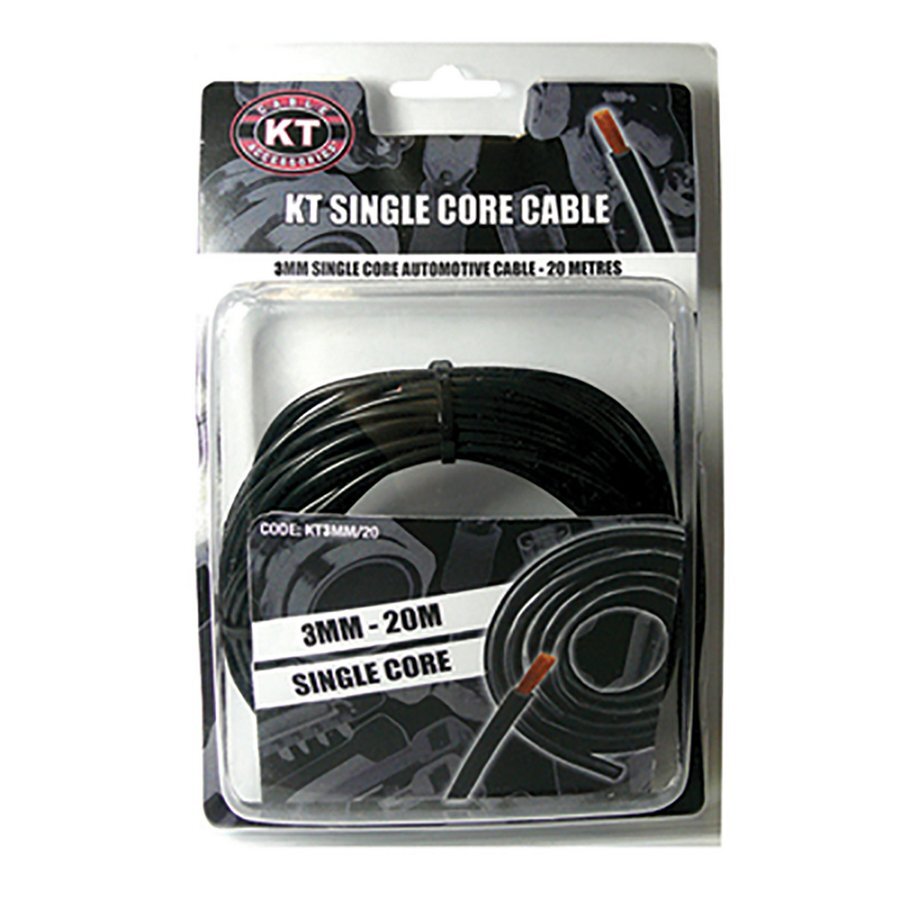 Automotive Single Core Cable Black 3mm 16 .30 Stranding 20M Spool