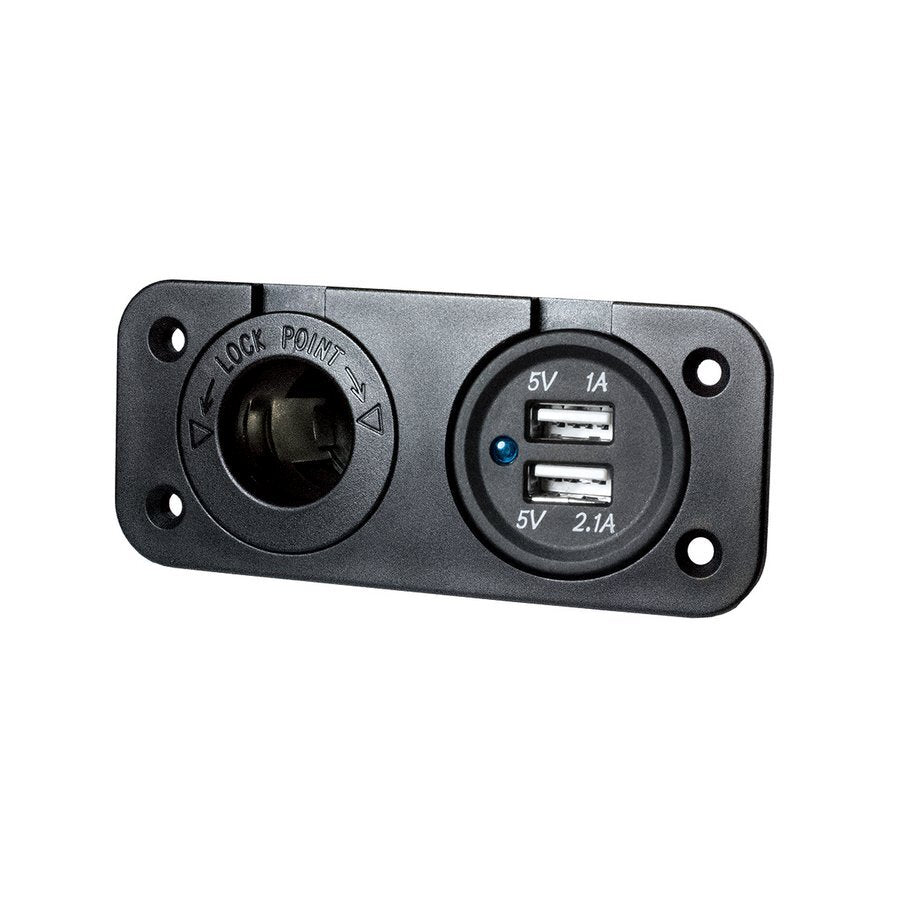 Accessory Socket 12V Dual USB ( 1X1A & 1X2A ) Flush Mount