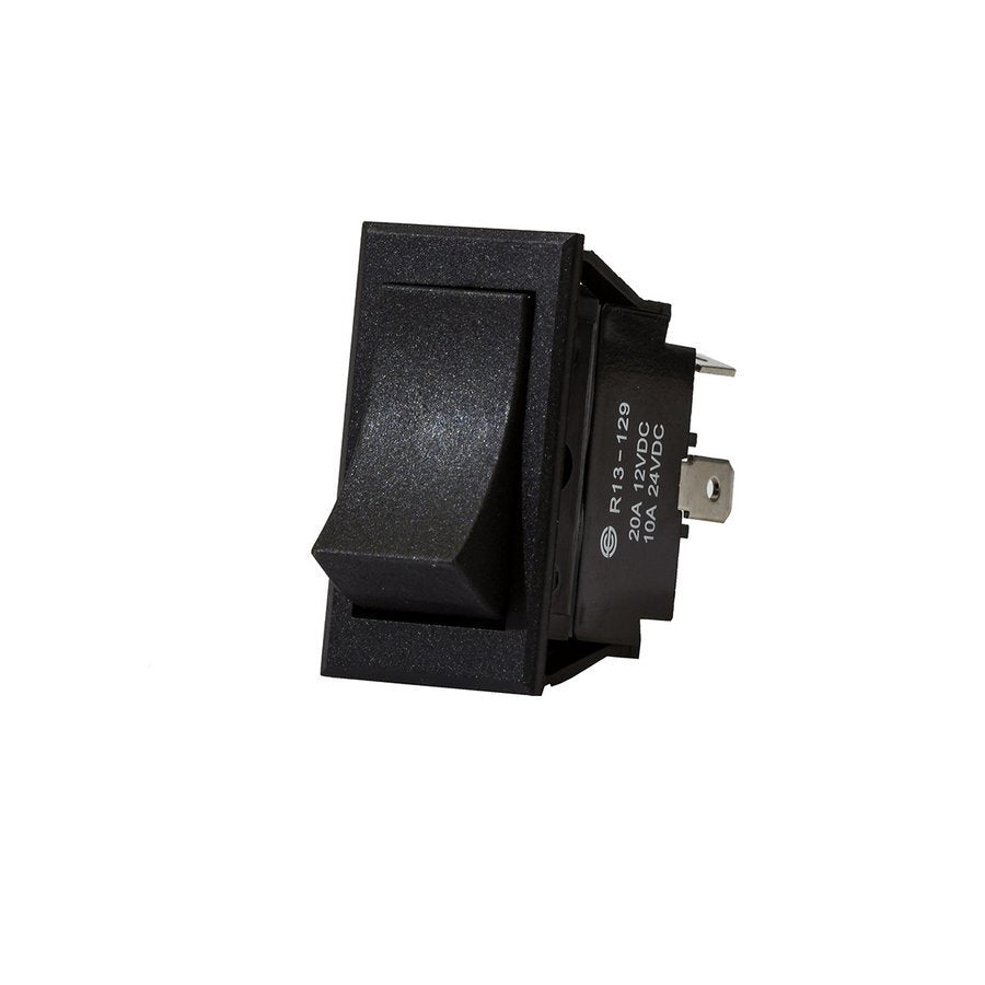 Plastic Rocker Switch On Off Black Rectangle 20Amps at 12V 10Amps at 24V Retail Blister Qty 1
