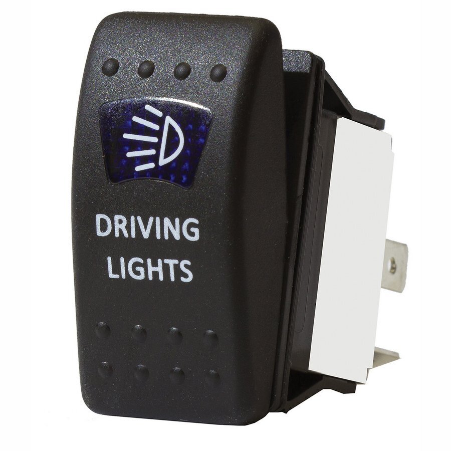 Blue LED â€˜Driving Lightâ€™ Sealed Rocker Switch On Off 16Amps at 12V Retail Blister Qty 1