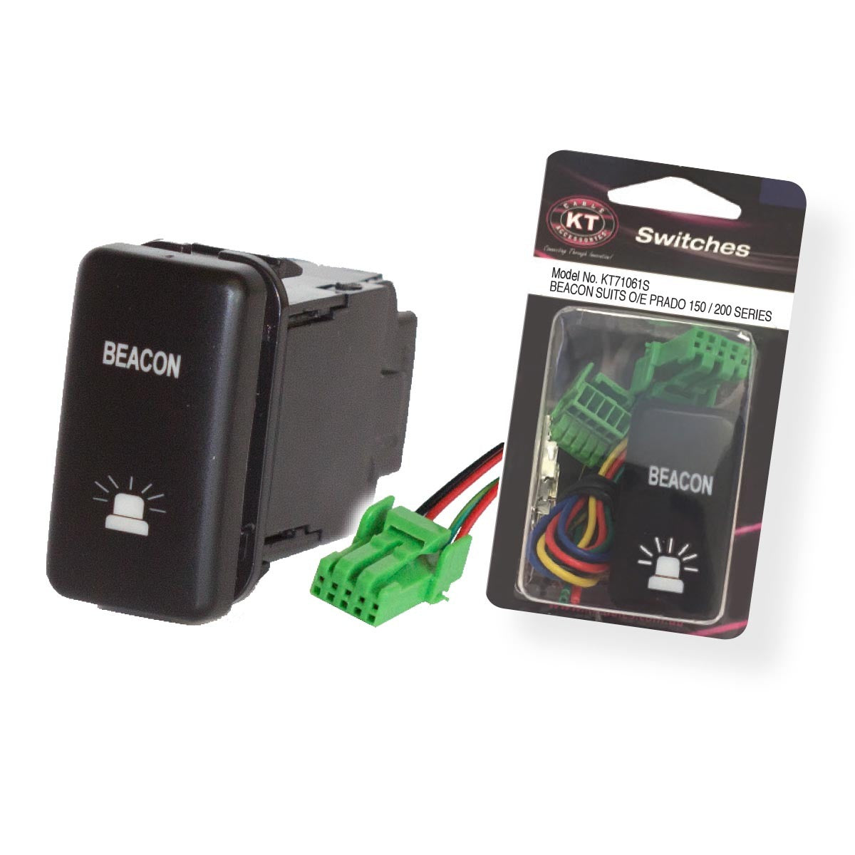 Large OE Style Toyota Push Switch â€˜Beaconâ€™ On Off Suits 70 Series & 120 Series Prado Retail Blister Qty 1