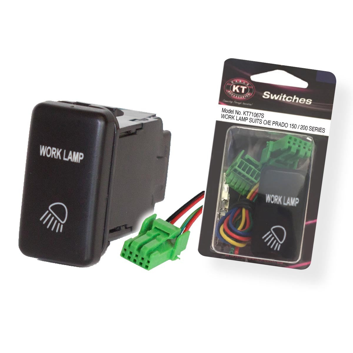 Large OE Style Toyota Push Switch â€˜Work Lampâ€™ On Off Suits 70 Series & 120 Series Prado Retail Blister Qty 1