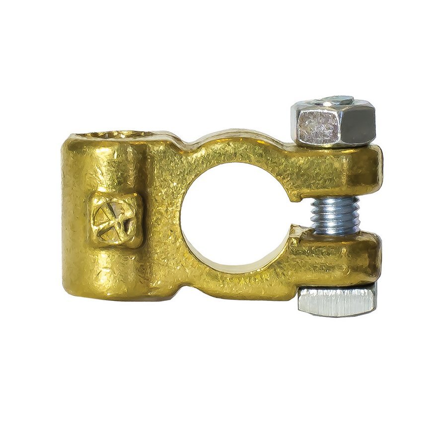 Battery Terminal Brass Plated Side Entry Positive Blister Pack