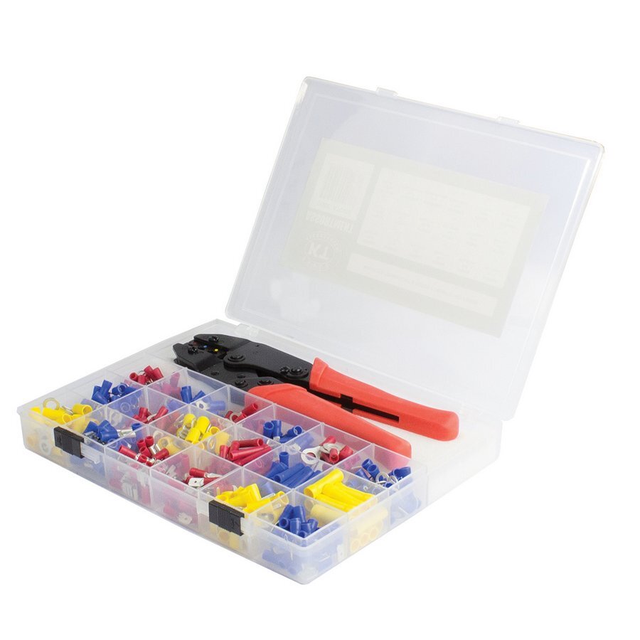 Insulated Terminal Kit Assortments with Ratchet Crimper 451 Pieces