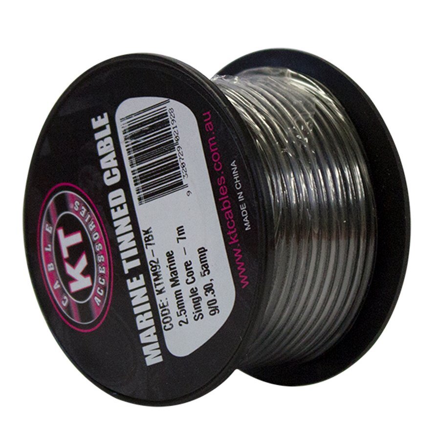 Marine Tinned Single Core Cable Black 2.5mm 9 .30 Stranding 7M Mini Spool