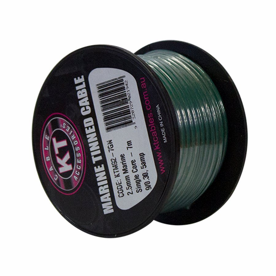 Marine Tinned Single Core Cable Green 2.5mm 9 .30 Stranding 7M Mini Spool