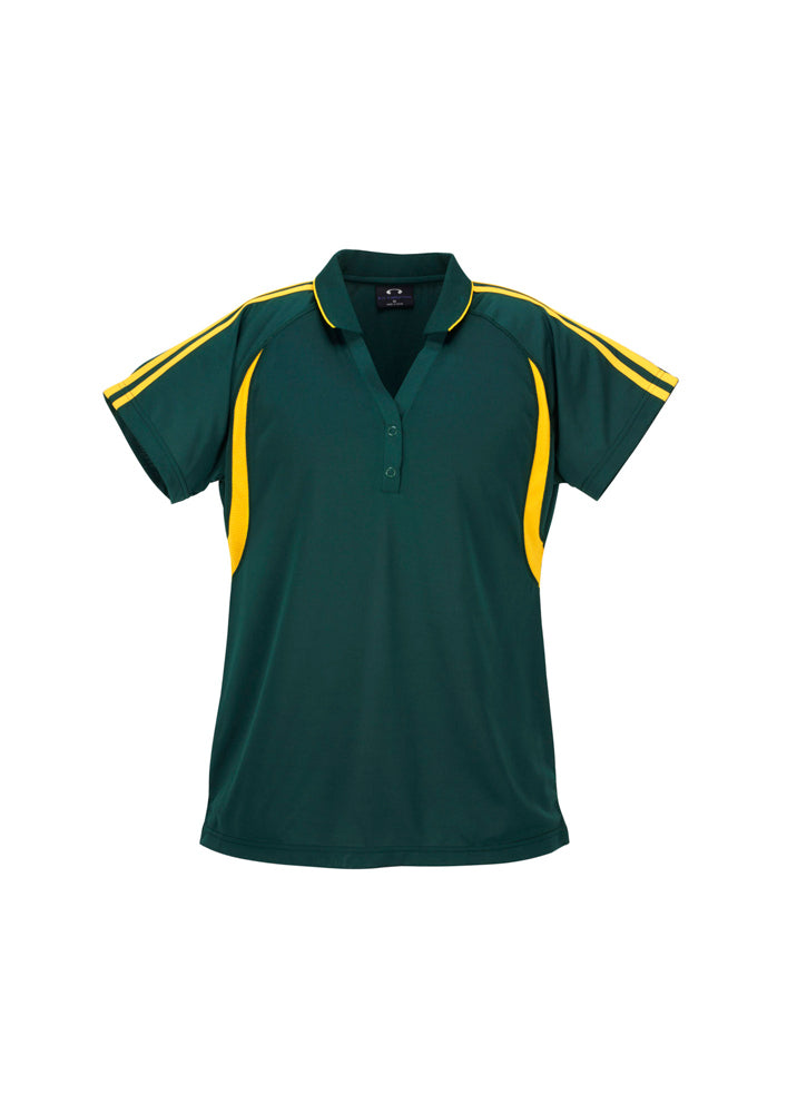 Biz Collection Ladies Flash Polo Forest/White