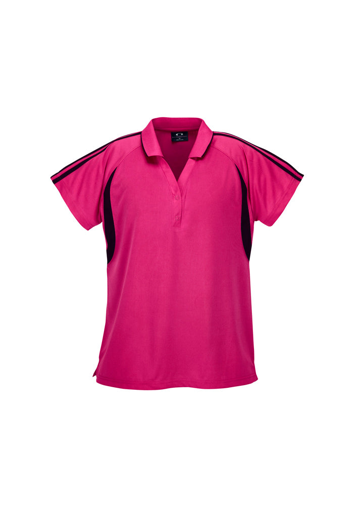 Biz Collection Ladies Flash Polo Maroon/White