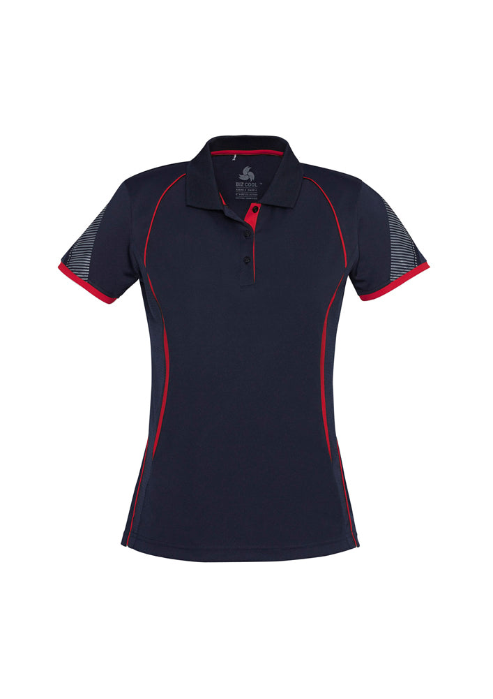 Biz Collection Ladies Razor Polo Grey/Fluoro Orange