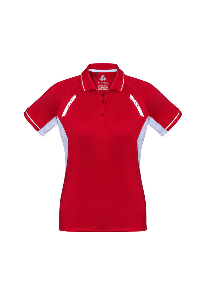 Biz Collection Ladies Renegade Polo Black/White/Silver