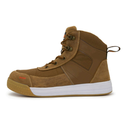 Bison Dune Zip Side Lace Up High Top Safety Boot Brown