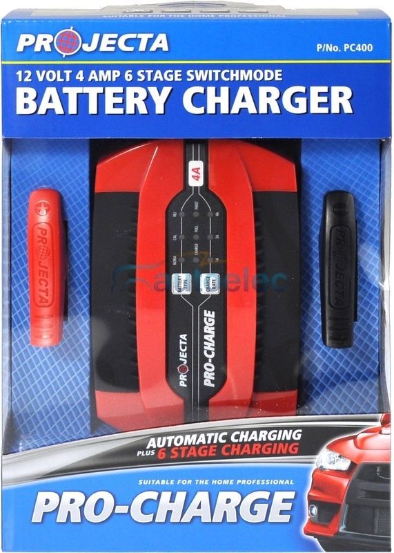 Projecta Pc400 12V 12 Volt Battery Charger 6 Stage 4 Amp 4A  Agm Gel Sla New