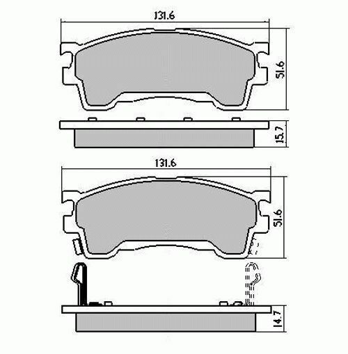 RDA Front Disc Brake Pads for Mazda 323 BJ 1.8 9/1998 - 5/2003 Type 1