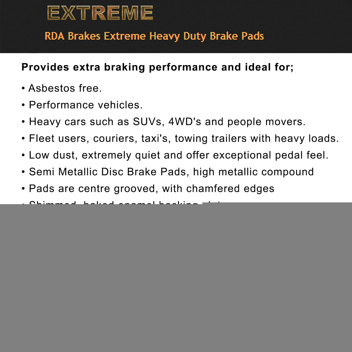 RDA Front HD Disc Brake Pads for Nissan Navara D22 2WD 1997-Onwards